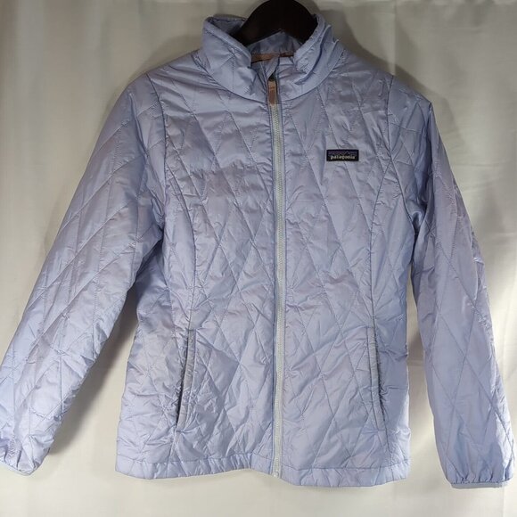 Patagonia Light Purple Lavender Puffer Jacket Collared Zip XL 14 Kids STY68006 - Picture 1 of 16